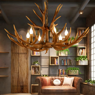 ZOWALA - 6-Light Resin Large Farmhouse Antler Chandelier Image - 1