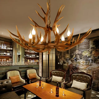 ZOWALA - 6-Light Resin Large Farmhouse Antler Chandelier Image - 2