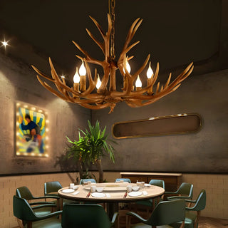 ZOWALA - 6-Light Resin Large Farmhouse Antler Chandelier Image - 3