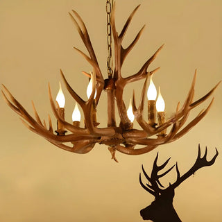 ZOWALA - 6-Light Resin Large Farmhouse Antler Chandelier Image - 6