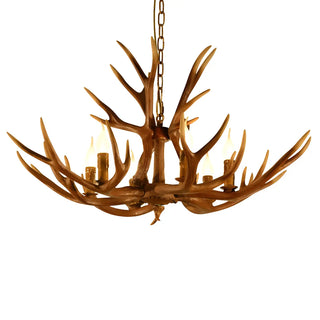 ZOWALA - 6-Light Resin Large Farmhouse Antler Chandelier Image - 7