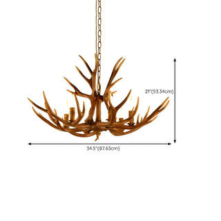 ZOWALA - 6-Light Resin Large Farmhouse Antler Chandelier #size