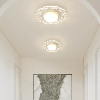 Corridor Mini White Round Wave Flush Mount Ceiling Lamp Zawala Image - 1