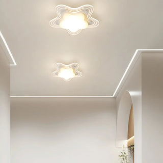 Corridor Mini White Round Wave Flush Mount Ceiling Lamp Zawala Image - 2