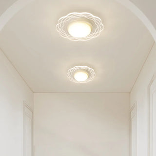 Corridor Mini White Round Wave Flush Mount Ceiling Lamp Zawala Image - 4