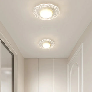 Corridor Mini White Round Wave Flush Mount Ceiling Lamp Zawala Image - 5