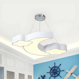ZOWALA - Cloud Moon Acrylic Bedroom Medium Blue Kids Chandelier Image - 1