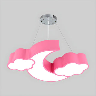 ZOWALA - Cloud Moon Acrylic Bedroom Medium Blue Kids Chandelier Image - 7