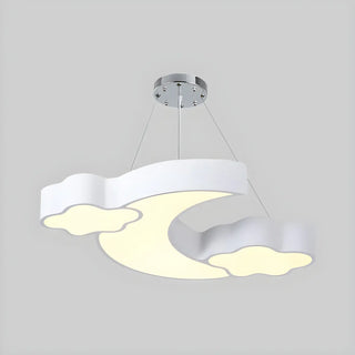 ZOWALA - Cloud Moon Acrylic Bedroom Medium Blue Kids Chandelier Image - 8