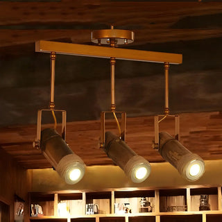 ZOWALA - Industrial Bamboo Wood Adjustable Semi-Flush Mount Lamp Image - 1