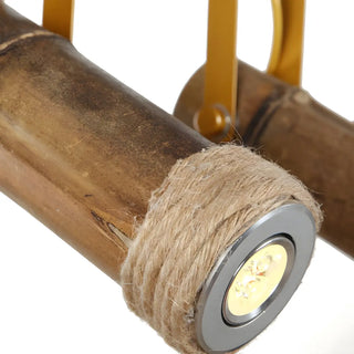 ZOWALA - Industrial Bamboo Wood Adjustable Semi-Flush Mount Lamp Image - 13
