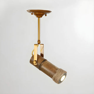 ZOWALA - Industrial Bamboo Wood Adjustable Semi-Flush Mount Lamp Image - 14