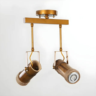 ZOWALA - Industrial Bamboo Wood Adjustable Semi-Flush Mount Lamp Image - 15