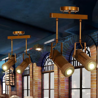 ZOWALA - Industrial Bamboo Wood Adjustable Semi-Flush Mount Lamp Image - 2