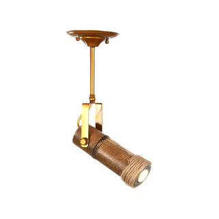 ZOWALA - Industrial Bamboo Wood Adjustable Semi-Flush Mount Lamp Image - 7