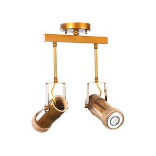 ZOWALA - Industrial Bamboo Wood Adjustable Semi-Flush Mount Lamp Image - 9
