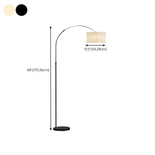 ZOWALA - Adjustable Black Arc Fabric Barrel Floor Lamp #size