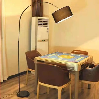 ZOWALA - Adjustable Black Arc Fabric Barrel Floor Lamp Image - 4