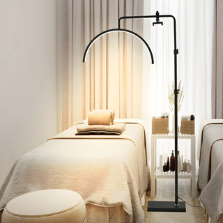 Adjustable C-Shaped Black Arc Metal LED Floor Lamp Zawala Image - 1