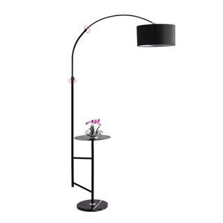 Adjustable Black Drum and Arc Side Table Floor Lamp Zawala Image - 9