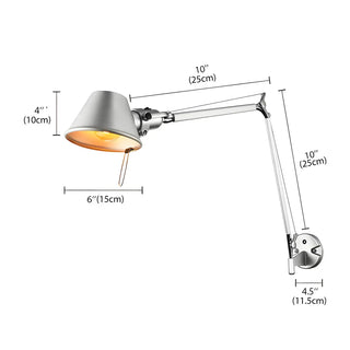 Industrial Black Adjustable Cone Swing Arm Wall Sconce Image - 8