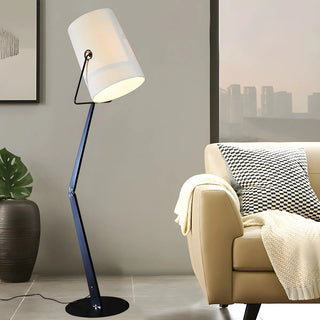 Adjustable Simple Black Barrel Swing Arm Floor Lamp Zawala Image - 1
