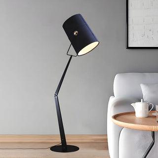Adjustable Simple Black Barrel Swing Arm Floor Lamp Zawala Image - 2