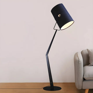 Adjustable Simple Black Barrel Swing Arm Floor Lamp Zawala Image - 3