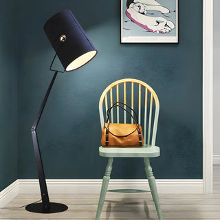 Adjustable Simple Black Barrel Swing Arm Floor Lamp Zawala Image - 4