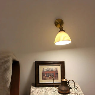 Adjustable Ceramic Shade Cone Brass Reading Wall Lamp Zawala Image - 2