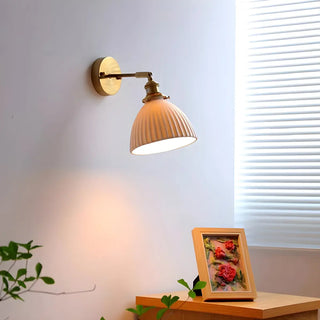 Adjustable Ceramic Shade Cone Brass Reading Wall Lamp Zawala Image - 3
