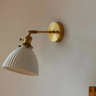 Adjustable Ceramic Shade Cone Brass Reading Wall Lamp Zawala Image - 4
