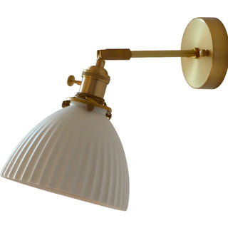 Adjustable Ceramic Shade Cone Brass Reading Wall Lamp Zawala Image - 5