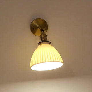 Adjustable Ceramic Shade Cone Brass Reading Wall Lamp Zawala Image - 7