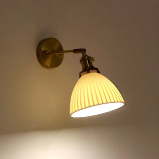 Adjustable Ceramic Shade Cone Brass Reading Wall Lamp Zawala Image - 8
