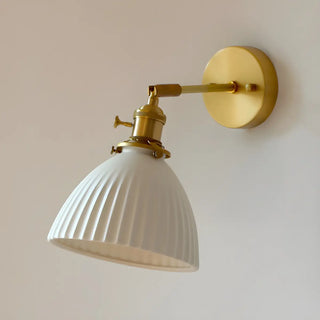 Adjustable Ceramic Shade Cone Brass Reading Wall Lamp Zawala Image - 9