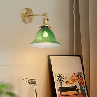 Bedside Adjustable Arm Green Bell Metal Wall Sconce Zawala Image - 1