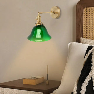 Bedside Adjustable Arm Green Bell Metal Wall Sconce Zawala Image - 2