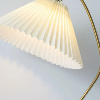 ZOWALA - Adjustable Fabric Pleated Gold Metal Floor Lamp Image - 7