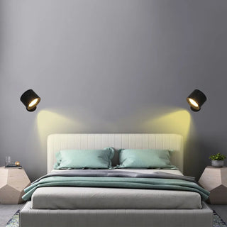 ZOWALA - Adjustable Black Cylinder Bedroom LED Wall Sconce Image - 2