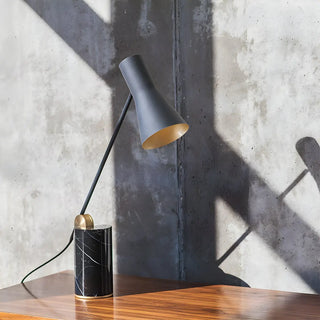 Chic Modern Black Marble Base Cone Shade Table Lamp Zawala Image - 2