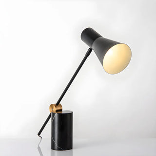 Chic Modern Black Marble Base Cone Shade Table Lamp Zawala Image - 3
