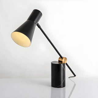 Chic Modern Black Marble Base Cone Shade Table Lamp Zawala Image - 4