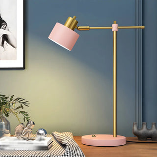 Pink Modern Bedroom Cylinder Metal Shade Table Lamp Zawala Image - 1
