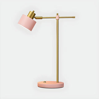 Pink Modern Bedroom Cylinder Metal Shade Table Lamp Zawala Image - 10