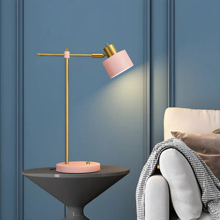 Pink Modern Bedroom Cylinder Metal Shade Table Lamp Zawala Image - 2