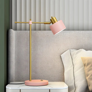 Pink Modern Bedroom Cylinder Metal Shade Table Lamp Zawala Image - 3