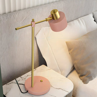 Pink Modern Bedroom Cylinder Metal Shade Table Lamp Zawala Image - 5
