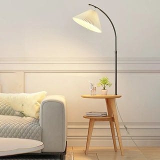 Bedside Adjustable Pleated Side Table Floor Lamp Image - 2