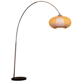 Natural Adjustable Woven Dome Shade Arc Floor Lamp Zawala Image - 10